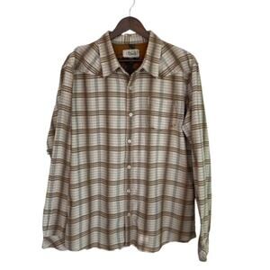 O'Neill Tan and Brown Plaid Button Up Shirt - XL